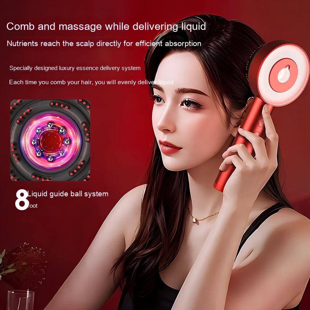Fluffy comb scalp massager with infrared light therapy measuring 230mm × 85mm × 45mm