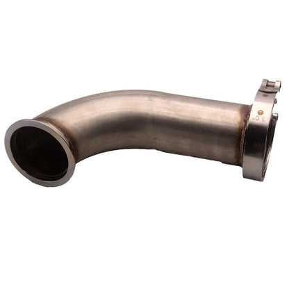 Stainless steel V-clamp downpipe plumbing component with secure attachment design