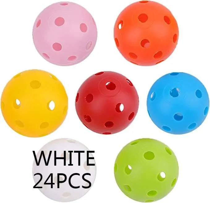 26-hole multi-colour golf practice balls in red, orange, blue, green, white, yellow with net pocket