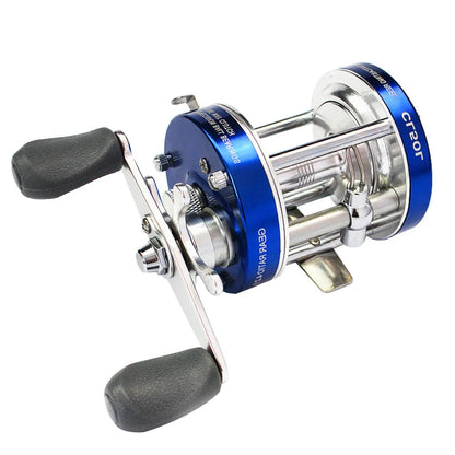 CL-60 metal double brake drum fishing reel in gun colour, gold or blue, 510g copper aluminium alloy, left or right hand