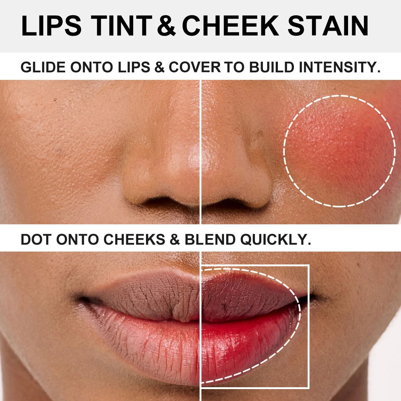 PHOFAY Lip Tint in various shades, showcasing vibrant, long-lasting colour for lips and cheeks.