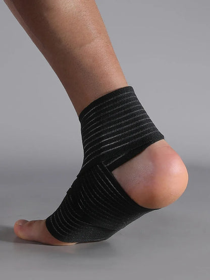 Adjustable elastic sports ankle bandage in black or khaki for basketball running cycling