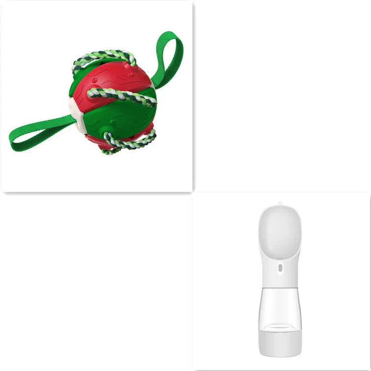 Versatile Frisbee-style dog toy with a unique shape-shifting design that transforms from a sphere to a flat Frisbee mid-flight, providing endless entertainment and exercise for your furry friend.