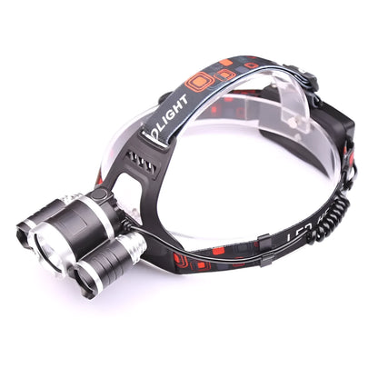 Gold or silver aluminium alloy LED head torch with adjustable zoom focus and tiltable head on an adjustable strap.