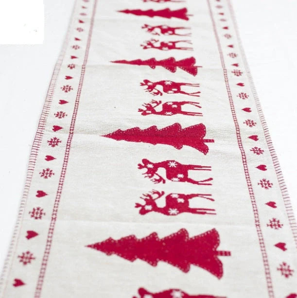 Christmas Elk Snowman Table Runner for festive holiday decor