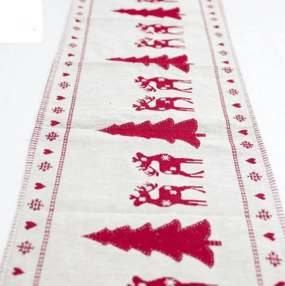 Christmas Elk Snowman Table Runner for festive holiday decor