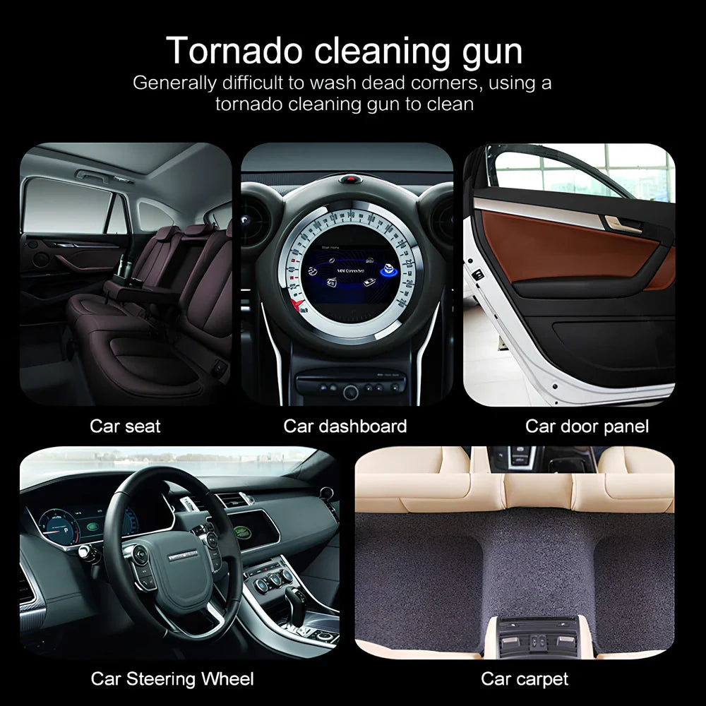 White Blue Tornado Interior Cleaning Gun with 70-120mm tube and 8mm intake for 7-9 Mpa car detailing