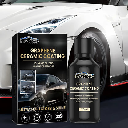 70ml automotive graphene ceramic coating kit with sponge applicator, microfiber cloths, gloves, and coating cloths