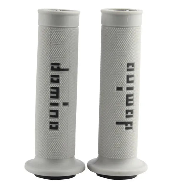 Pair of non-slip rubber motorcycle handle grips for 22mm or 24mm bars in multiple colour options.