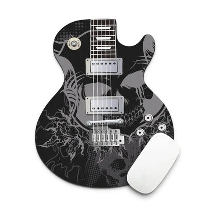 Guitar-shaped mouse pad, 22cm x 18cm, natural rubber and fine cloth, 2mm thick, anti-skid back, nine guitar styles.
