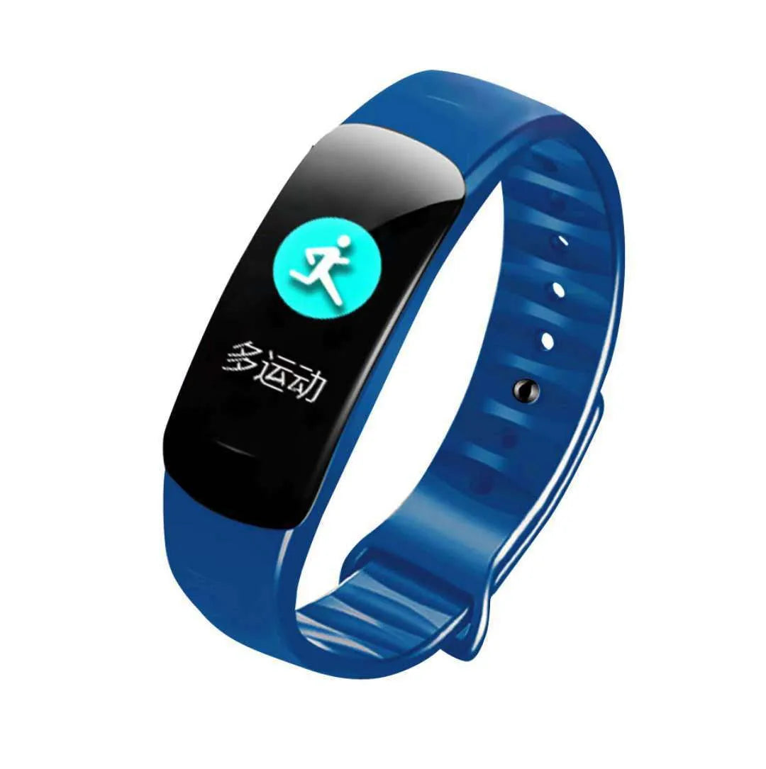 C1plus smart bracelet with 0.96 screen, TPU wristband, step counter, and USB charging cable