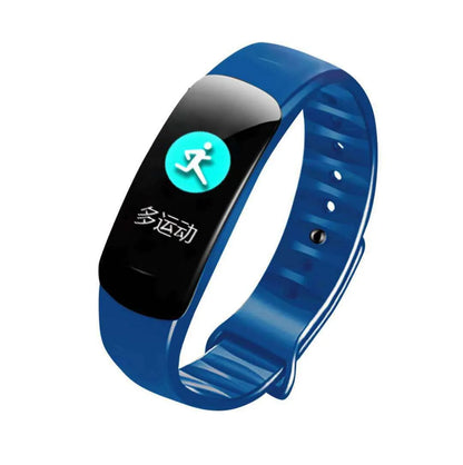 C1plus smart bracelet with 0.96 screen, TPU wristband, step counter, and USB charging cable