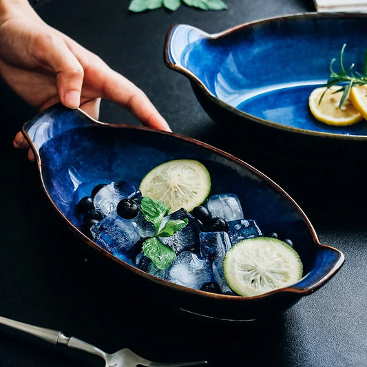 Ceramic Binaural Baking Pan for even baking, available in two sizes