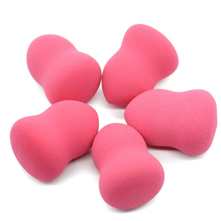 Pink hydrophilic non-latex makeup application sponge for wet and dry use.