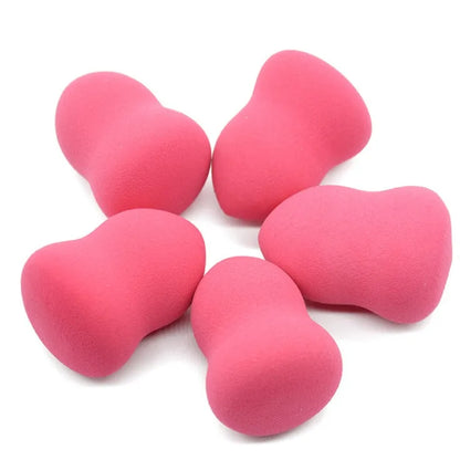 Pink hydrophilic non-latex makeup application sponge for wet and dry use.