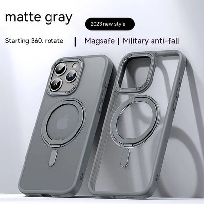 Transparent magnetic shockproof iPhone case showing integrated magnet ring and clear protective design