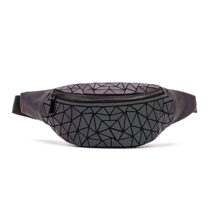 Stylish fanny pack with geometric design, available in multiple colors for hands-free, fashionable carry