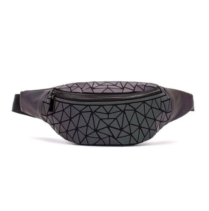 Stylish fanny pack with geometric design, available in multiple colors for hands-free, fashionable carry