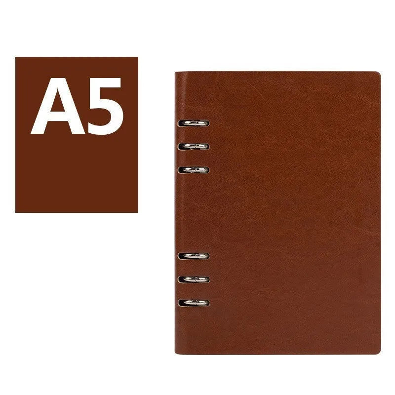 Loose-leaf business notebook with imitation leather cover in multiple colour options