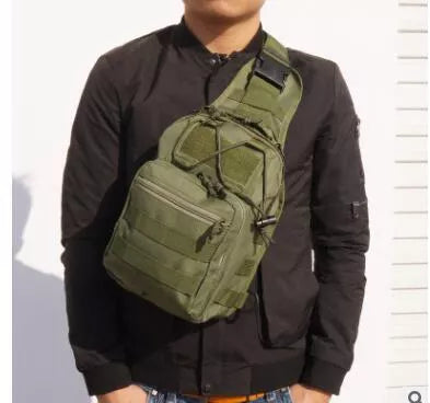 Compact camouflage canvas chest bag for outdoor sports, waterproof and lightweight
