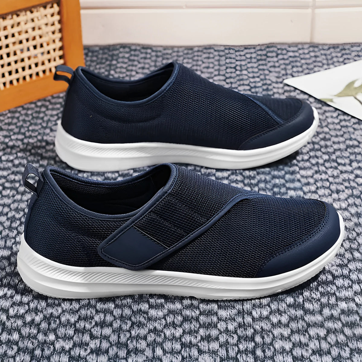 Outdoor walking shoes with mesh upper and velcro closure in multiple colours