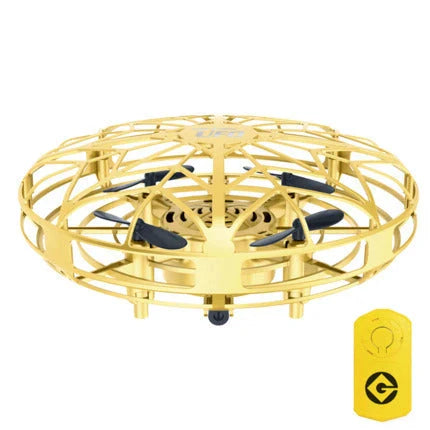 Futuristic mini drone helicopter with UFO-inspired design, automatic obstacle detection, and intuitive controls