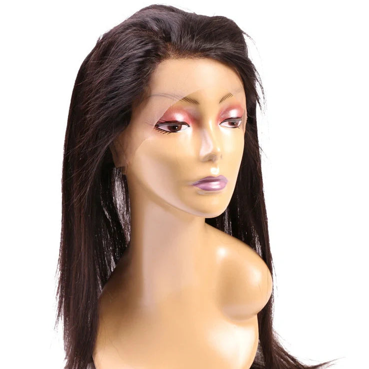 360 lace front wig with real human hair showing natural hairline around entire perimeter