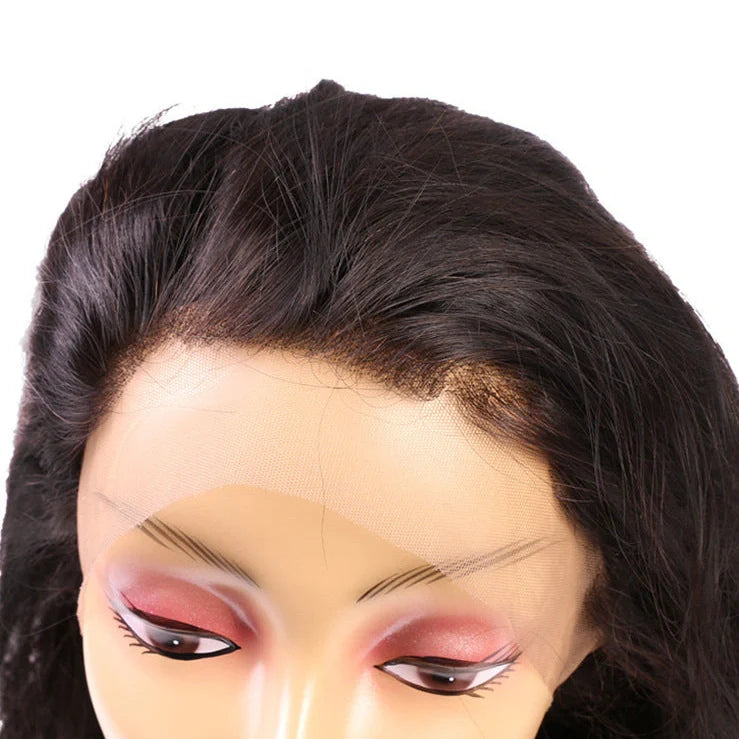 360 lace front wig with real human hair showing natural hairline around entire perimeter