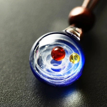 Cosmic Nebula Pendant Necklace featuring a unique blue starry sky design