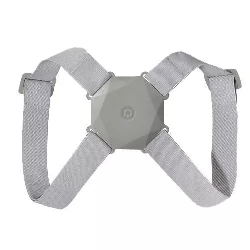 Induction vibration posture corrector in grey, pink, and blue with ABS nylon belt