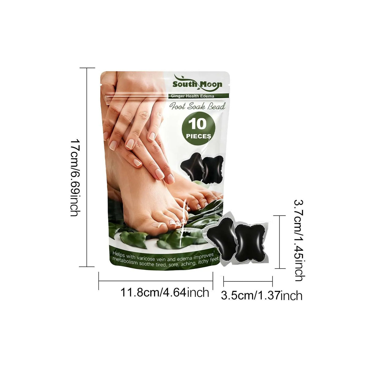 Ginger edema foot soak bead set with 10 foot bath beads containing wormwood, angelica, and safflower extract