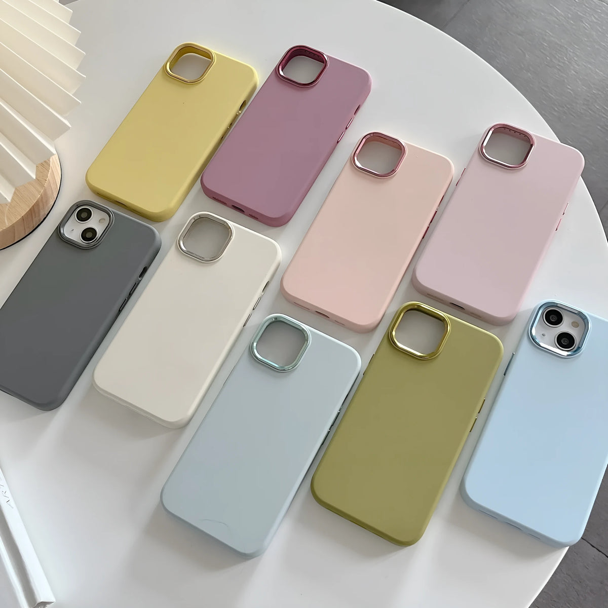 Full-cover liquid silicone metal iPhone case in solid colour with shockproof anti-fingerprint design
