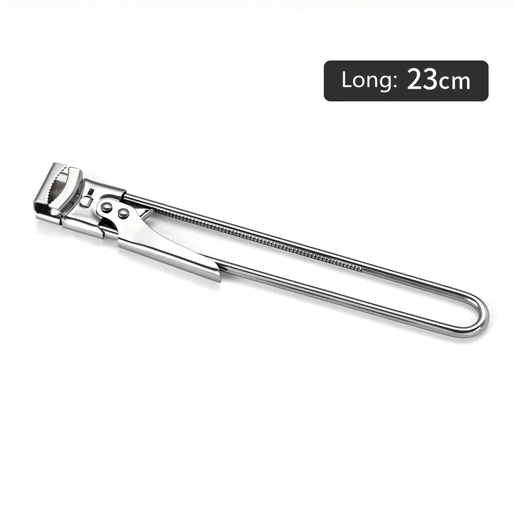Adjustable stainless steel bottle and jar opener, 19cm long, 120g weight with non-slip handle for secure grip