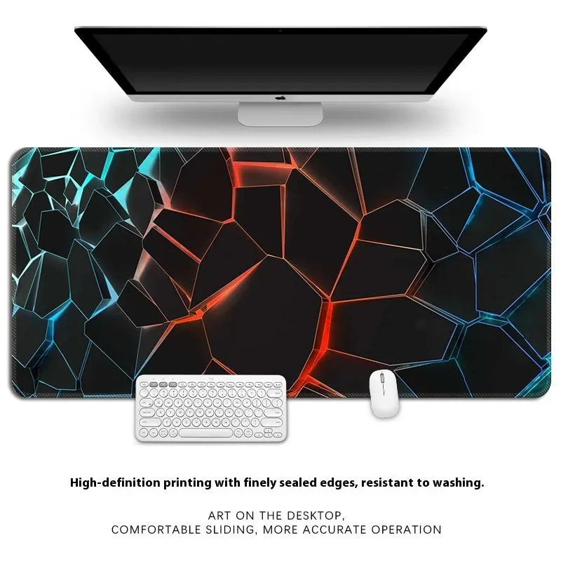 Natural rubber keyboard table mat with non-slip surface showing thermal transfer pattern and overlock edges