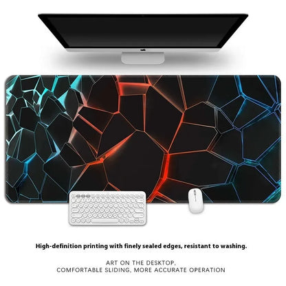 Natural rubber keyboard table mat with non-slip surface showing thermal transfer pattern and overlock edges