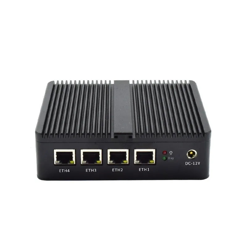 Industrial fanless quad-core mini-host with compact 13.6cm dimensions and dual-network ports
