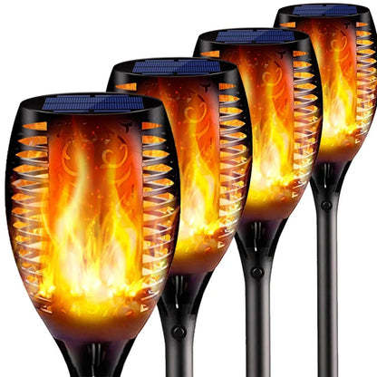 Solar flickering tiki torch light, 120cm height, IP65 outdoor garden spotlight with 12-51 LEDs