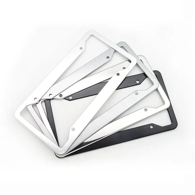 Aluminium alloy licence plate frame in four colour options showing 200x150x20mm dimensions