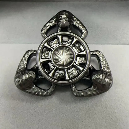 Alloy metal Flame Butterfly design rotating fingertip fidget gyro toy in grey or colourful finish.