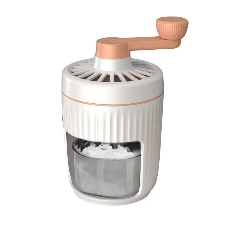 Green hand-cranked ice shaving machine with detachable ice box for making snow cones