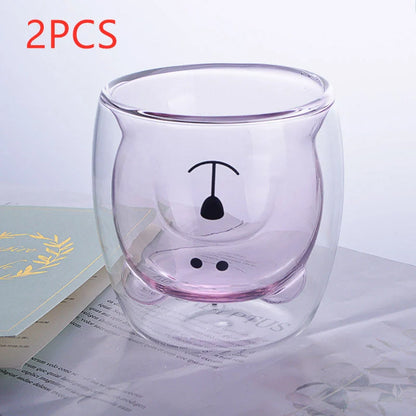 3D double-layer panda cup with skull design for wine, featuring inner Christmas tree pattern