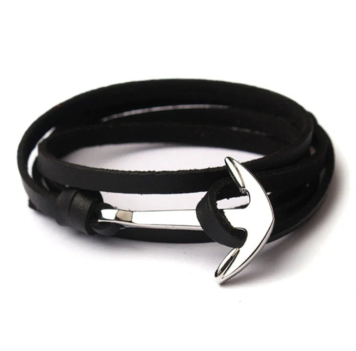 Stylish unisex anchor bracelet with hand strap, perfect for nautical fashion enthusiasts