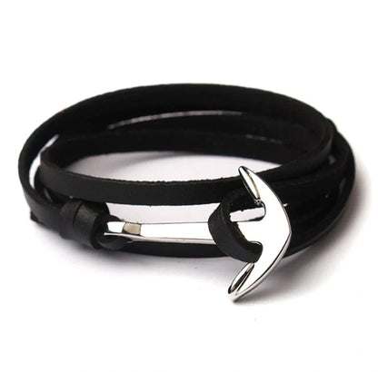 Stylish unisex anchor bracelet with hand strap, perfect for nautical fashion enthusiasts