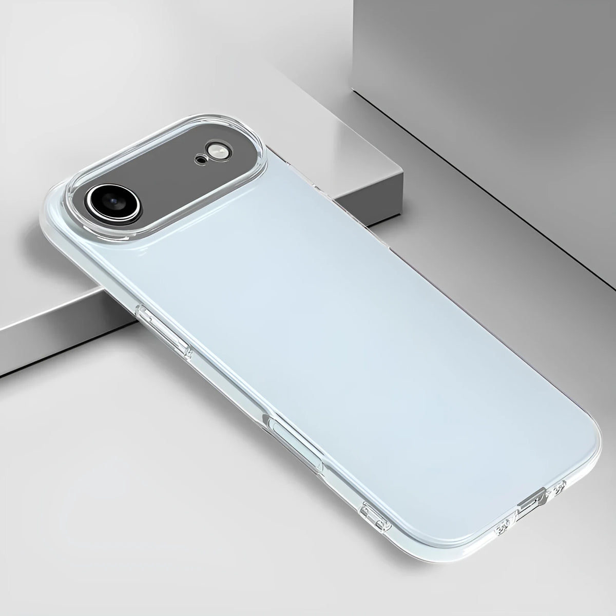 Transparent TPU phone case with magnetic suction and invisible bracket, compatible with iPhone and Samsung models.