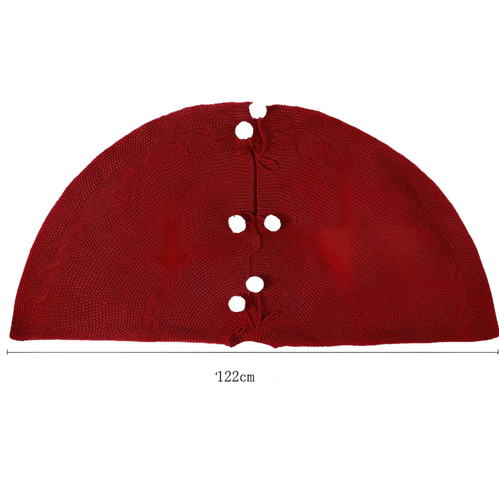 Wine red acrylic Christmas tree skirt, 120cm diameter, circular design for hiding tree bases