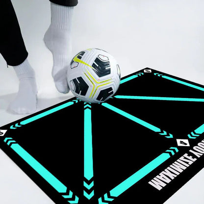 Rubber football training mat in cushion colour for indoor skill practice and foot basket row drills