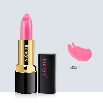 A tube of natural lipstick lip gloss in a choice of ten colours, showing a net weight of 3.8g.