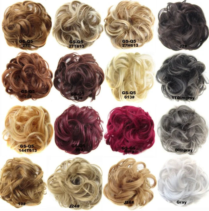 Hair ring wig in various colours from 1# to Burg, showing synthetic fibres and natural hairline for temporary styling