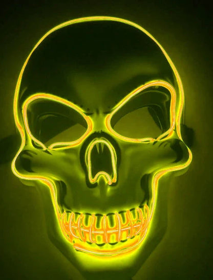Realistic LED Skeleton Mask with customizable glow-in-the-dark lighting effects for Halloween, parties, and more
