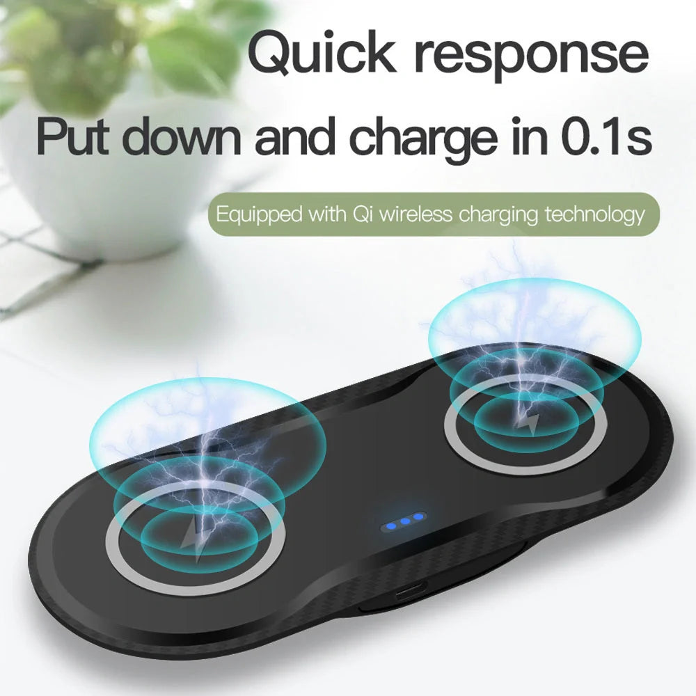 Dual wireless charger for mobile phones with intelligent temperature control